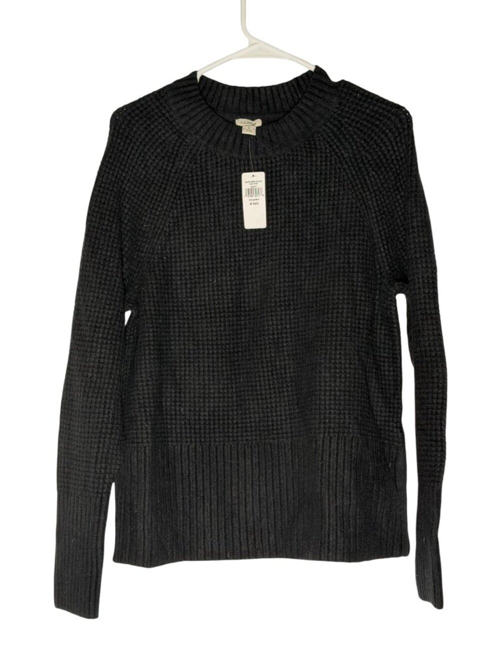 LL Bean Super Soft Waffle Crewneck Sweater Midnight Black Size M Regular NWT